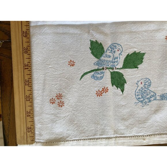 Vintage Hand painted Table Runner With Cinderella Blue Bird & Leaf Design - Picture 4 of 6